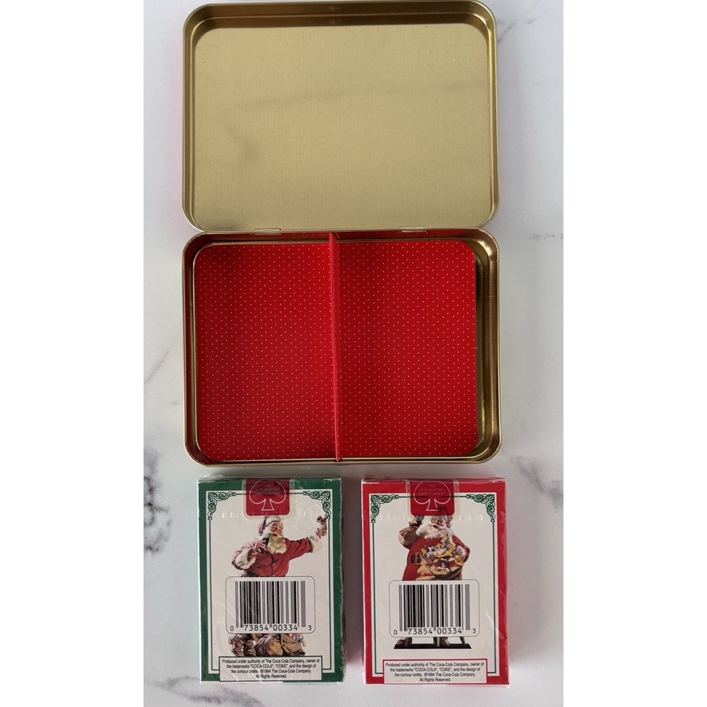 Vintage Coca Cola Santa Playing Cards 1994 Nostalgia Ltd Ed Two Sealed Decks Tin - Picture 6 of 8